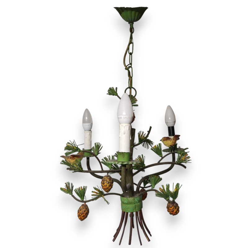 Lustre Sapin en tôle peinte polychrome