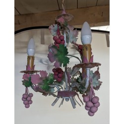 Lustre Raisins en tôle peinte polychrome