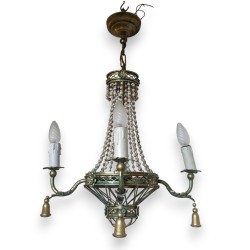 Lustre Panier en tôle peinte vet et or