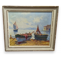 Tableau "Barques" signé Emile STEBLER