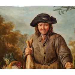 Tableau \"Chasseur\" signé W HAMILTON fec.