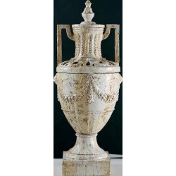 Vasque en céramique beige avec socle carré