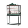 Cage à oiseaux en bois peint vert et rouge