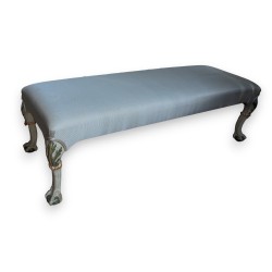 Banquette style Louis XV laquée verte, tissus vert