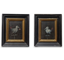 Paire de tableaux "Oiseaux" signés ARMODIO