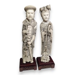 Paire d\'Okimono \"Couple\"