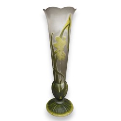 Large green-footed vase signed GALLÉ
