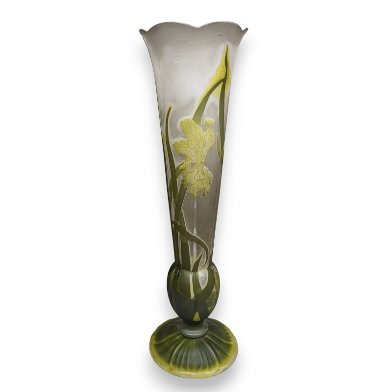 Large green-footed vase signed GALLÉ