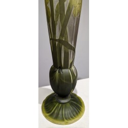 Large green-footed vase signed GALLÉ