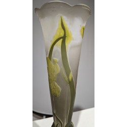 Large green-footed vase signed GALLÉ
