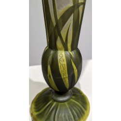 Large green-footed vase signed GALLÉ