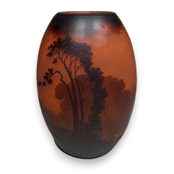 Orange ovoid vase signed MULLER