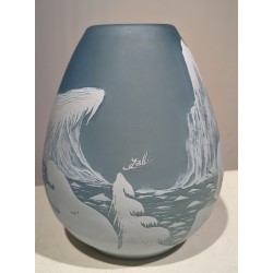 Vase style GALLÉ Ours polaire