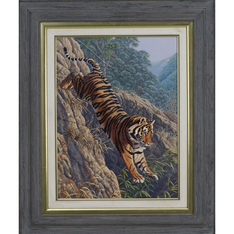 Tableau \"Tigre, le saut de la foi\" signé SHARROCK