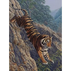 Tableau \"Tigre, le saut de la foi\" signé SHARROCK