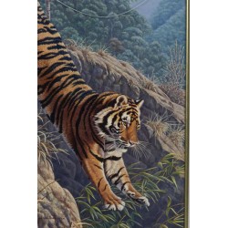 Tableau \"Tigre, le saut de la foi\" signé SHARROCK