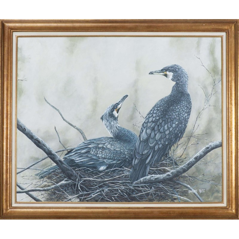 Tableau \"Cormorans\" signé Georges ROSSI