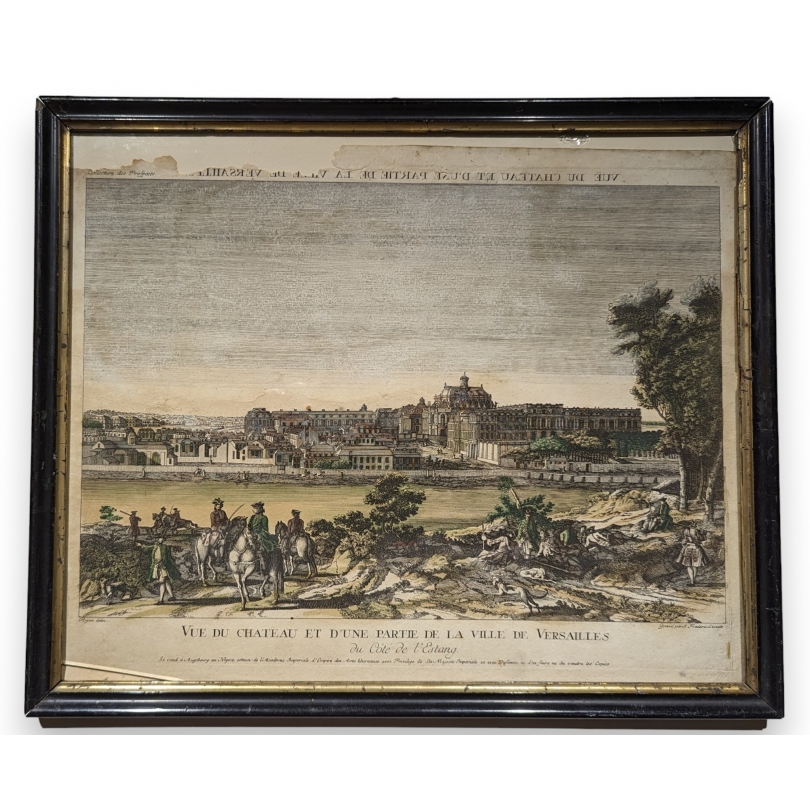 Gravure "Vue du chateau Versailles"