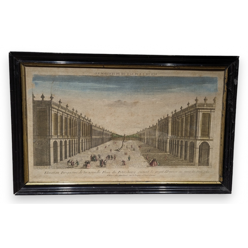 Gravure "Vue de la place de Petersbourg"