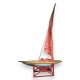 Maquette de voilier, rouge et turquoise