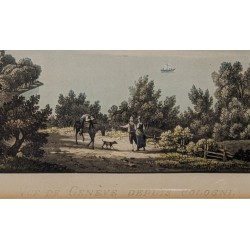 Gravure "Vue de Genève depuis Cologni"