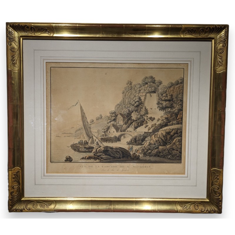 Engraving: ‘View of the St Saphorin Waterfall’