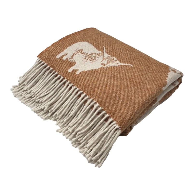 Highland Cow throw in Rust