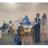 Tableau \"La comédie humaine\" signé MC. MERMOD