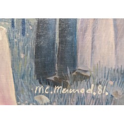 Tableau \"La comédie humaine\" signé MC. MERMOD