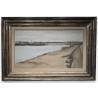 Tableau \"Chenal à Gravelines\" signé R. WEBER