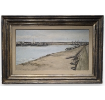 Tableau "Chenal à Gravelines" signé R. WEBER