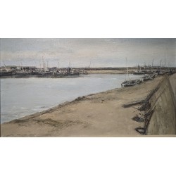 Tableau \"Chenal à Gravelines\" signé R. WEBER