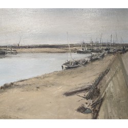 Tableau \"Chenal à Gravelines\" signé R. WEBER