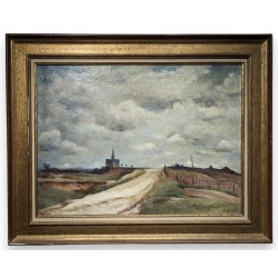 Tableau \"Eglise\" signé BRESSLER
