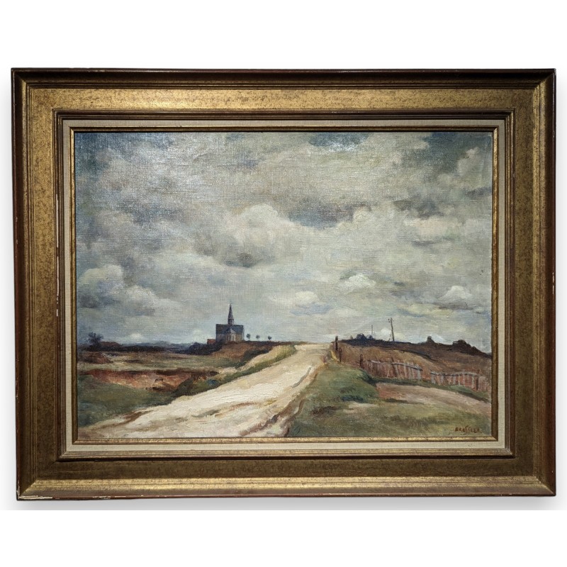 Tableau \"Eglise\" signé BRESSLER