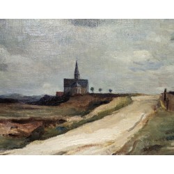 Tableau \"Eglise\" signé BRESSLER