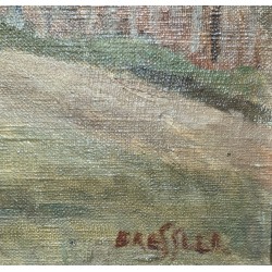 Tableau \"Eglise\" signé BRESSLER