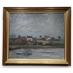 Tableau \"Au bord de l\'étang\" signé BRESSLER 39