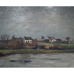 Tableau \"Au bord de l\'étang\" signé BRESSLER 39