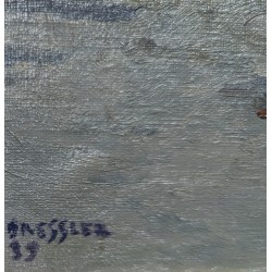 Tableau \"Au bord de l\'étang\" signé BRESSLER 39