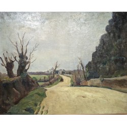 Tableau \"Route en automne\" signé BRESSLER 28