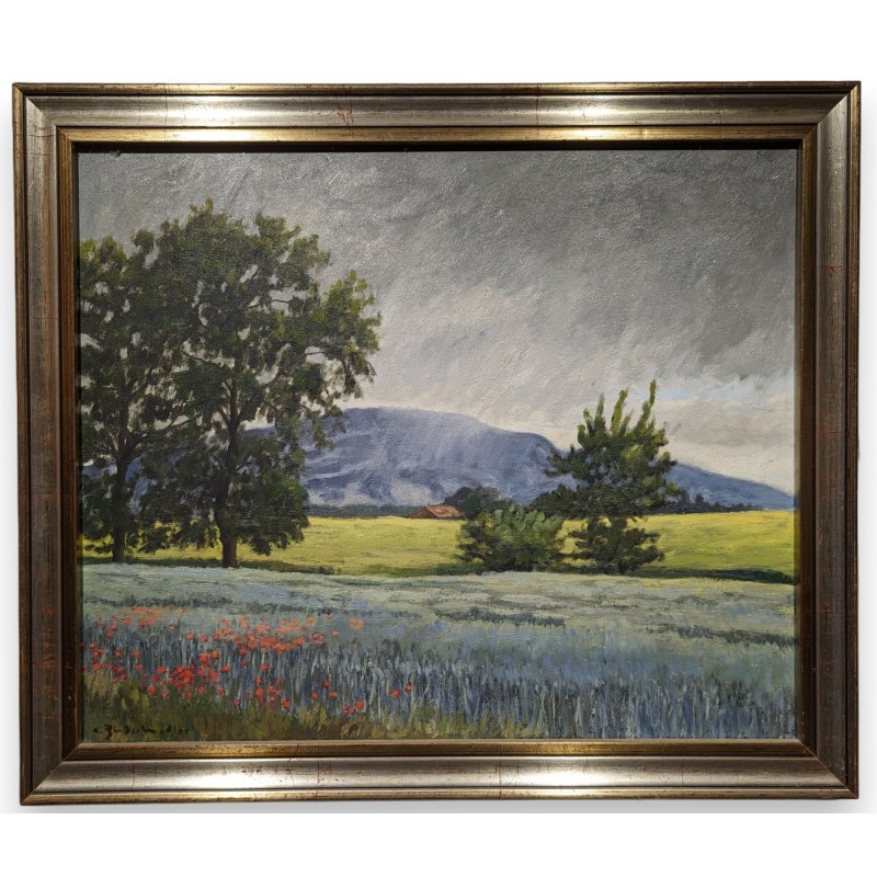 Tableau \"Champ de coquelicots\" signé BINDSCHEDLER