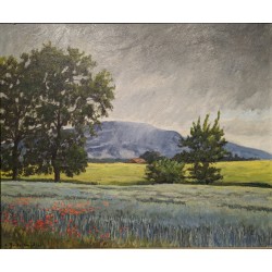 Tableau \"Champ de coquelicots\" signé BINDSCHEDLER
