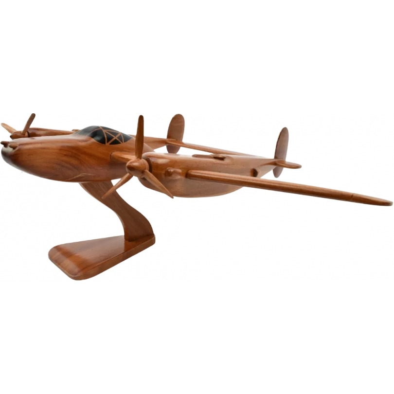 Lockheed P-38 en bois sculpté