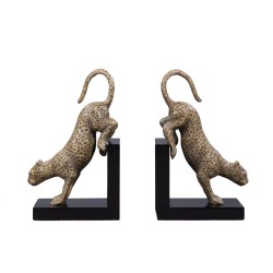 Paire de serre-livres Léopards en bronze