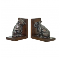 Paire de serre-livres Chien et Chat en bronze