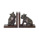 Paire de serre-livres Chien et Chat en bronze