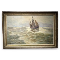 Tableau \"Marine\" signé Alb. Is. DE VOS