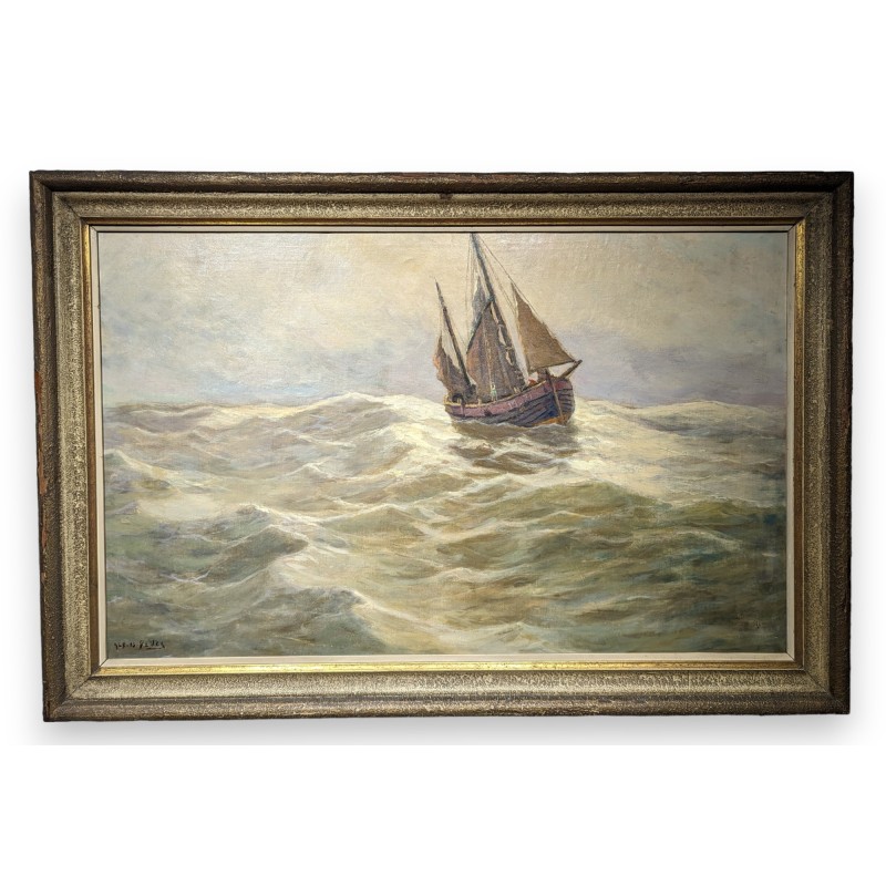 Tableau \"Marine\" signé Alb. Is. DE VOS