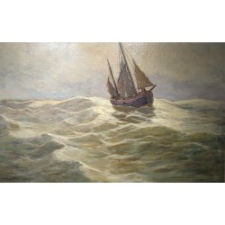 Tableau \"Marine\" signé Alb. Is. DE VOS